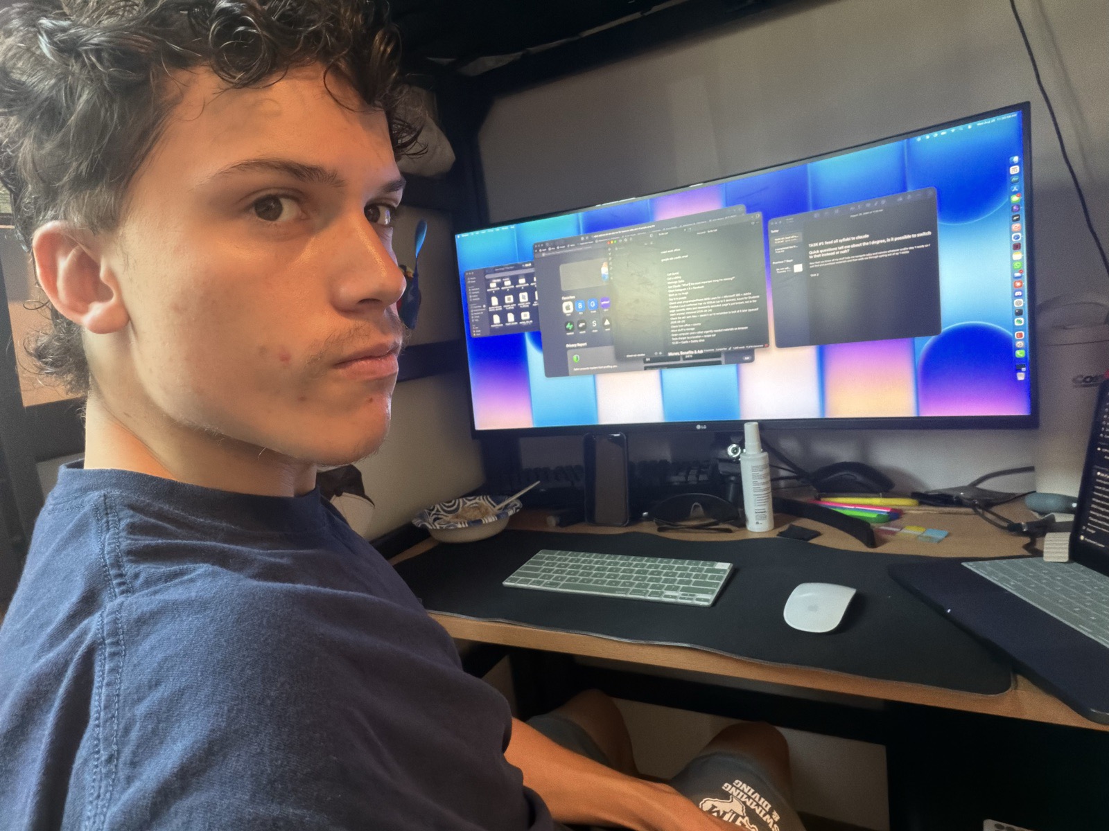 Benyamin working at his desk